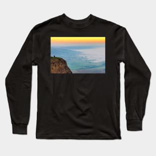 Man meditating at sunrise on Mam Tor, Castleton, Derbyshire,UK Long Sleeve T-Shirt